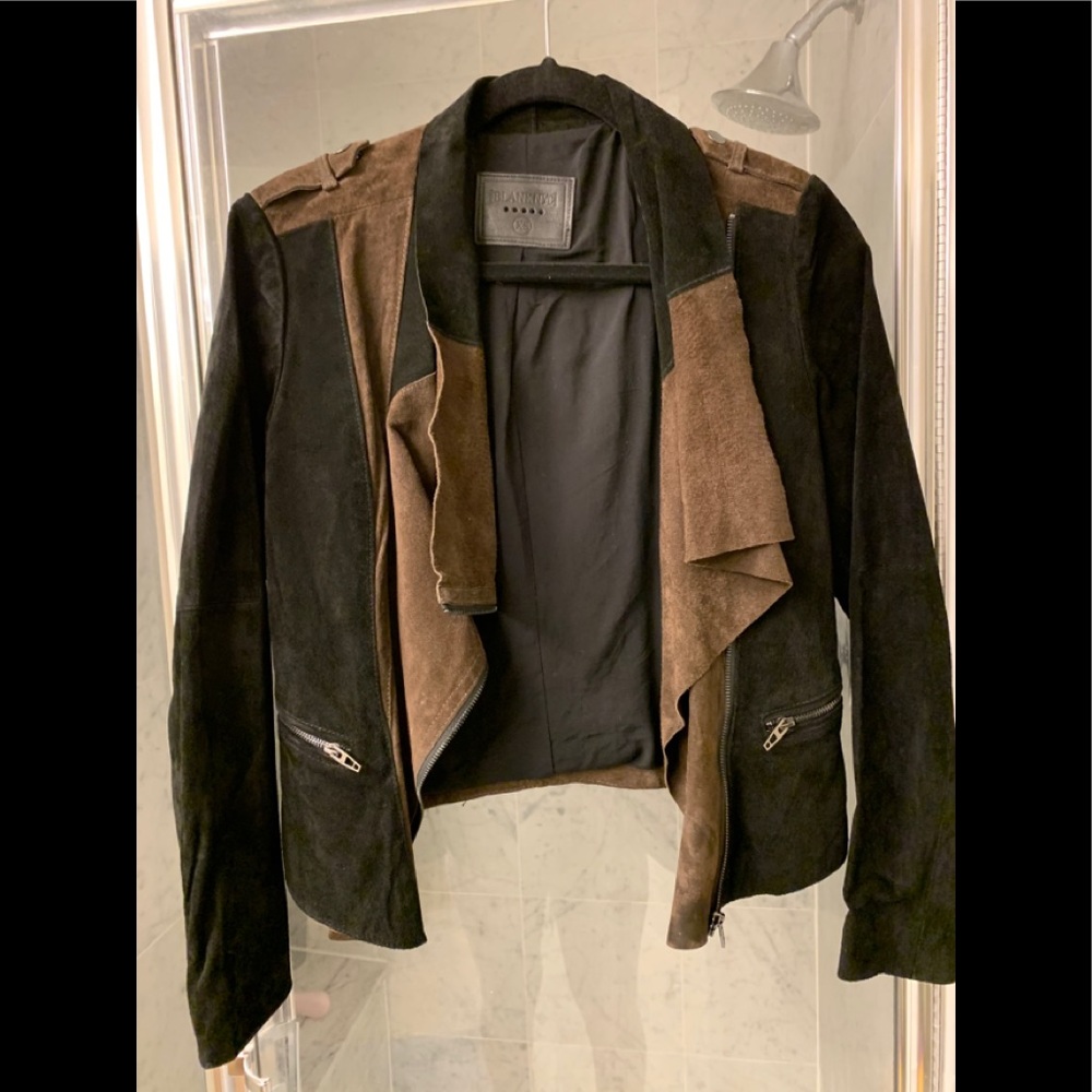 Blank NYC suede jacket, black/brown